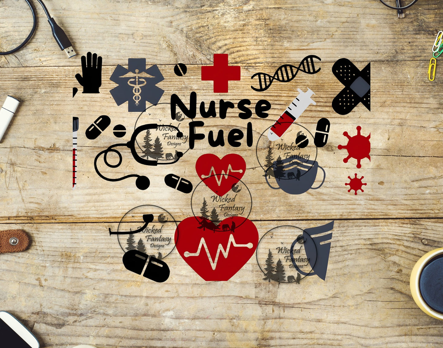 UVDTF Nurse Fuel Element 40oz 16oz Multiple Sizes