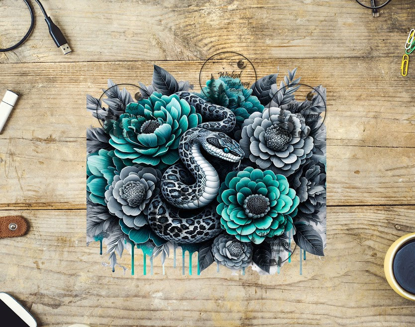 UVDTF Silver and Emerald Flowers and Snake