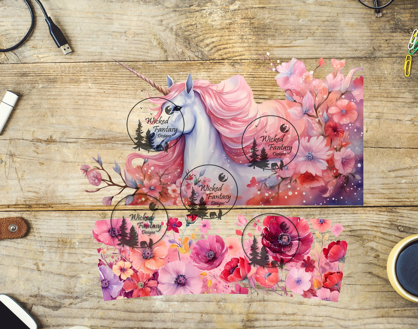 UVDTF Pink Unicorn 16oz 40oz Element Multiple Sizes