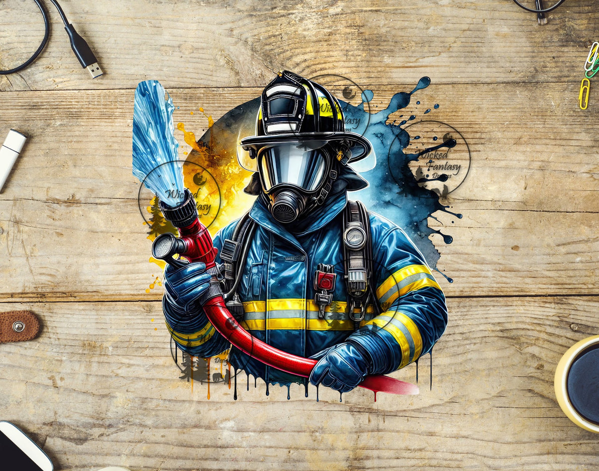 UVDTF Firefighter Spraying Water