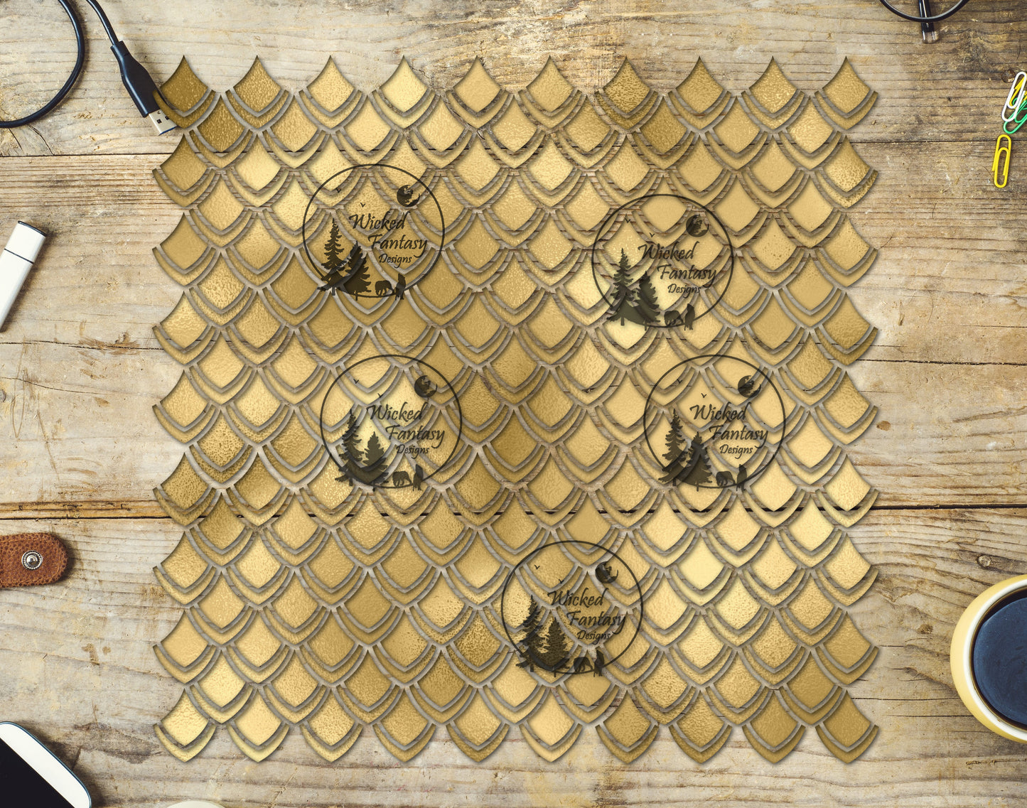 UVDTF Frosted Gold Dragon Scales 10"x10" Element