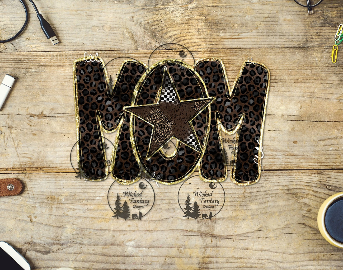 UVDTF Brown Leopard Mom with Star