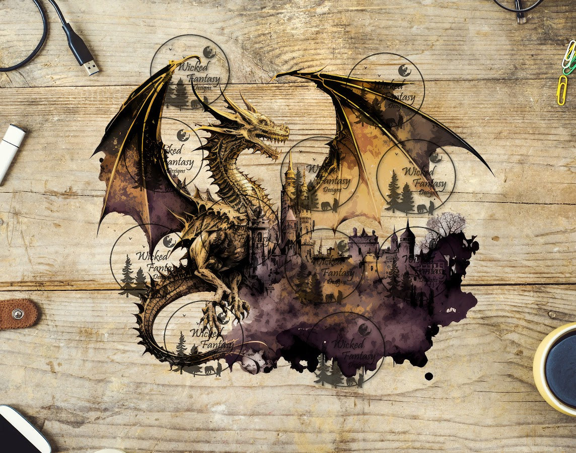 UVDTF Golden Dragon over Castle