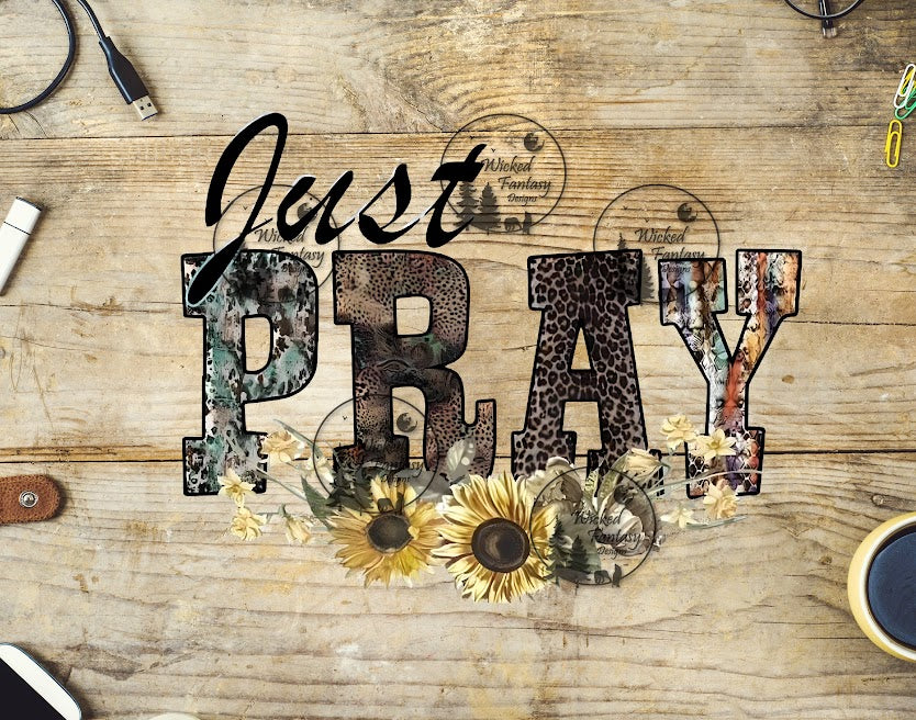 UVDTF Just Pray Sunflowers and Leopard Print