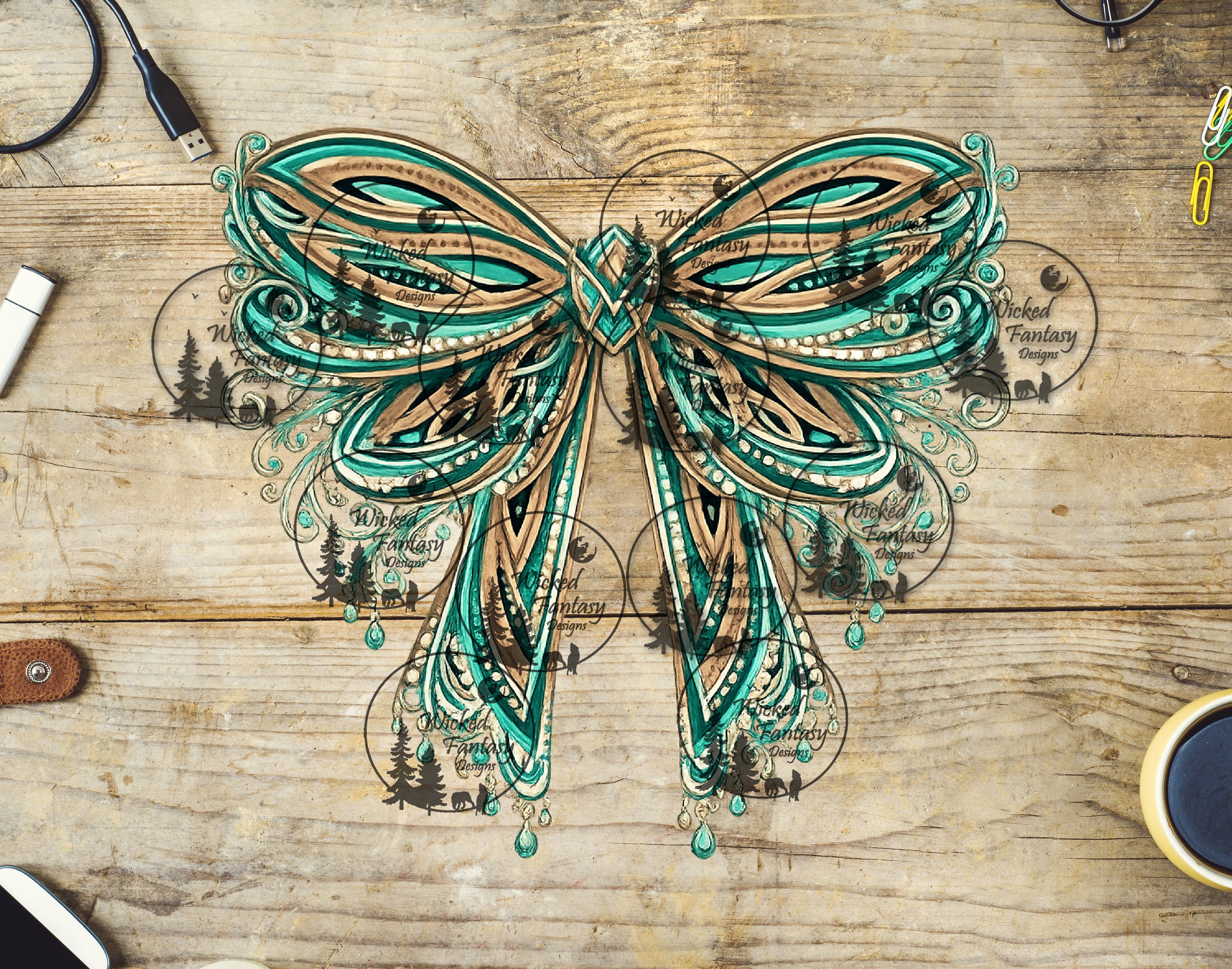 UVDTF Elegant Boot Stitch Bow – Wicked Fantasy Designs