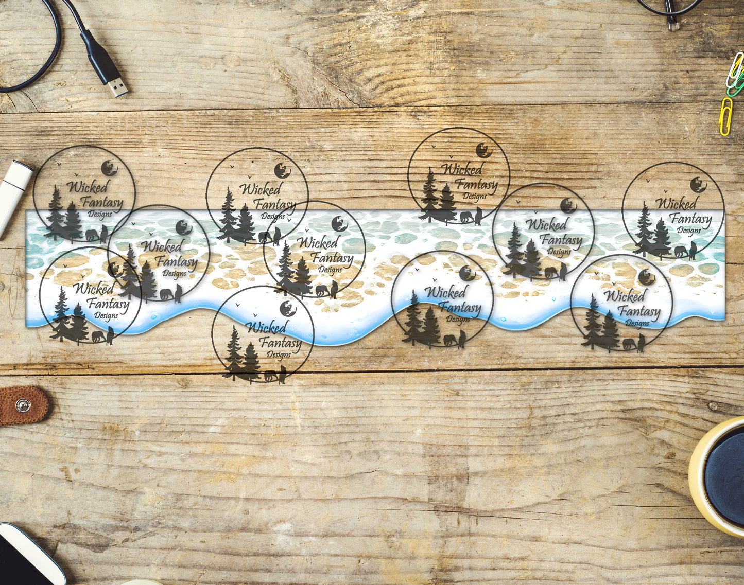 UVDTF Sea Foam Wave Border Element 11"