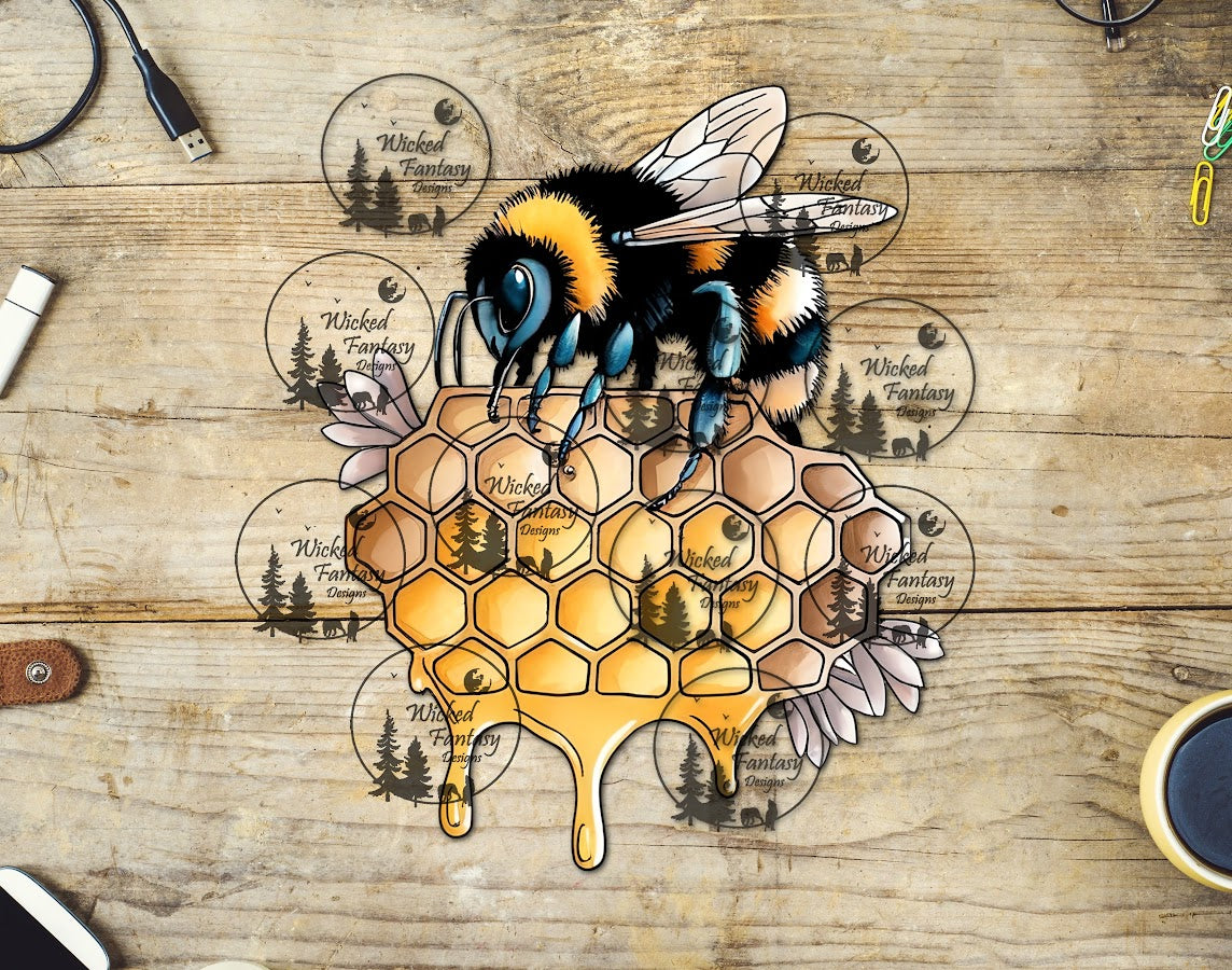 UVDTF Bee on Honeycomb