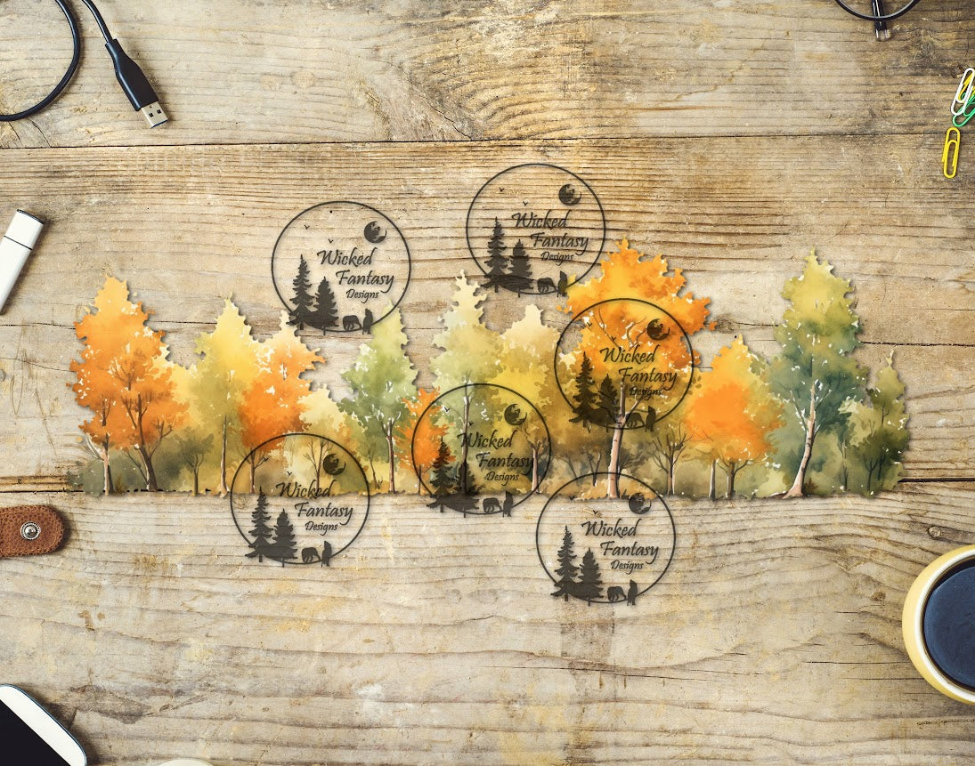 UVDTF Autumn Tree Line Border Element 10"