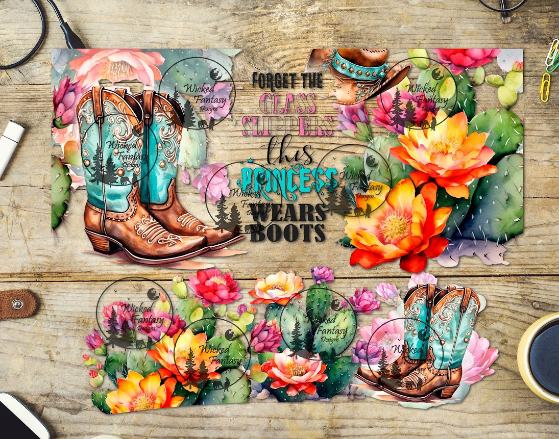 UVDTF Forget the Glass Slippers This Princess Wears Boots 16oz 40oz Tumbler Wrap