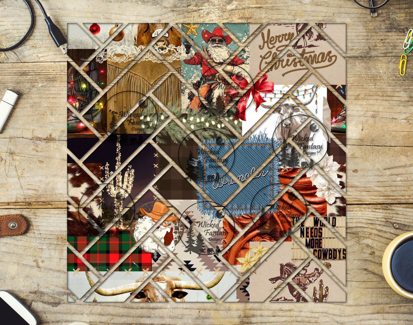 UVDTF Christmas Cowboy Herringbone 20oz 30oz 10"x10"