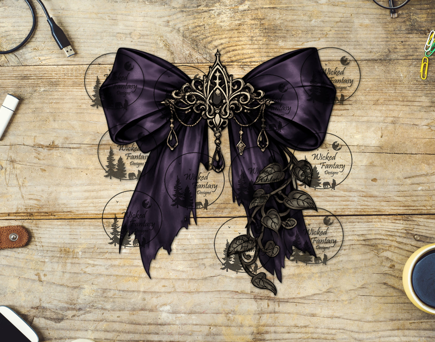UVDTF Dark Purple Ivy Bow