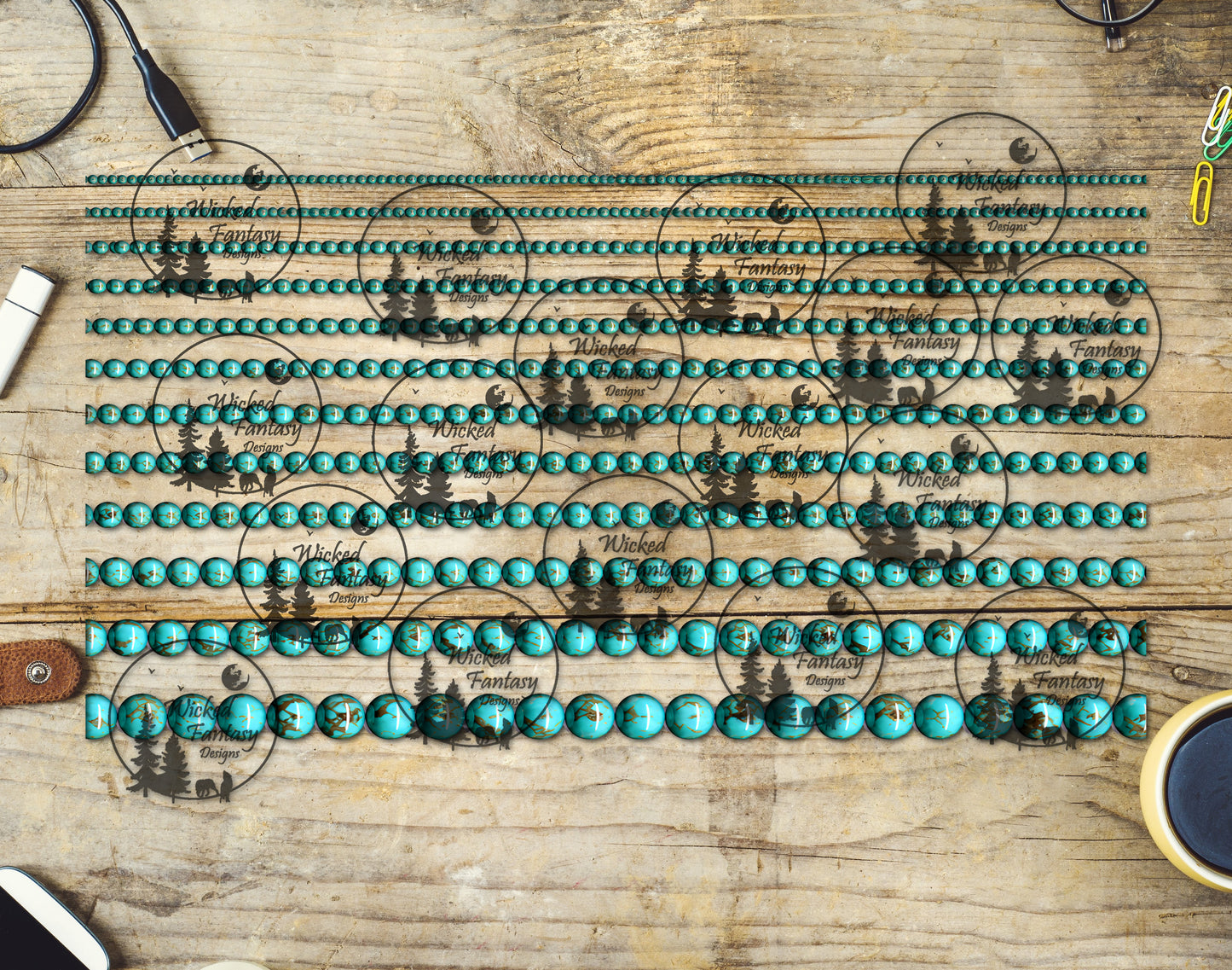 UVDTF Turquoise Beads 6x12" Striping
