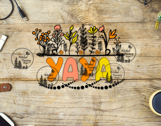 UVDTF Yaya with Line Art Florals