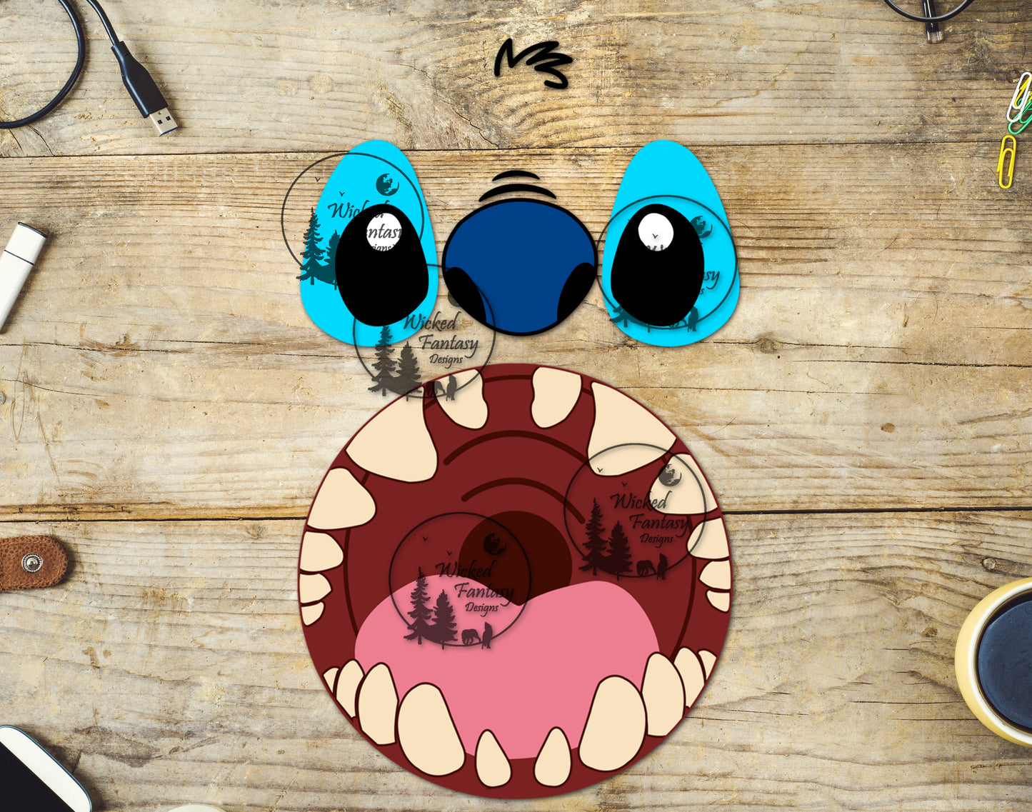 UVDTF Mouth Mug Bottom Blue