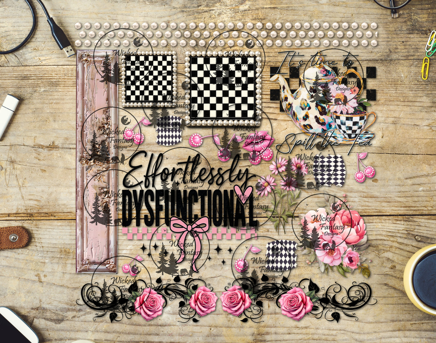 UVDTF Effortlessly Dysfunctional Spill the Tea 11"x11" Element