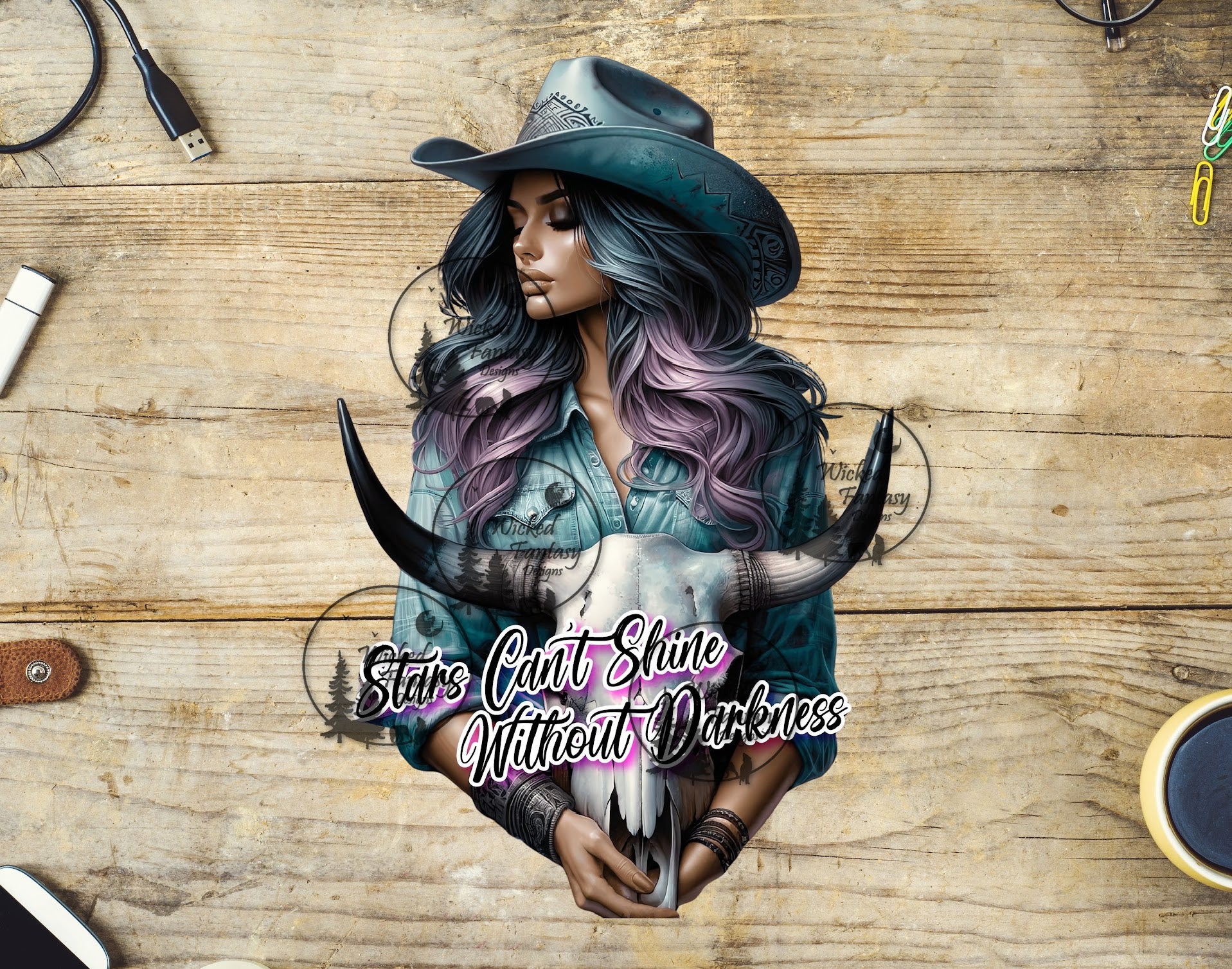 UVDTF Stars Can't Shine Without Darkness Cowgirl – Wicked Fantasy Designs