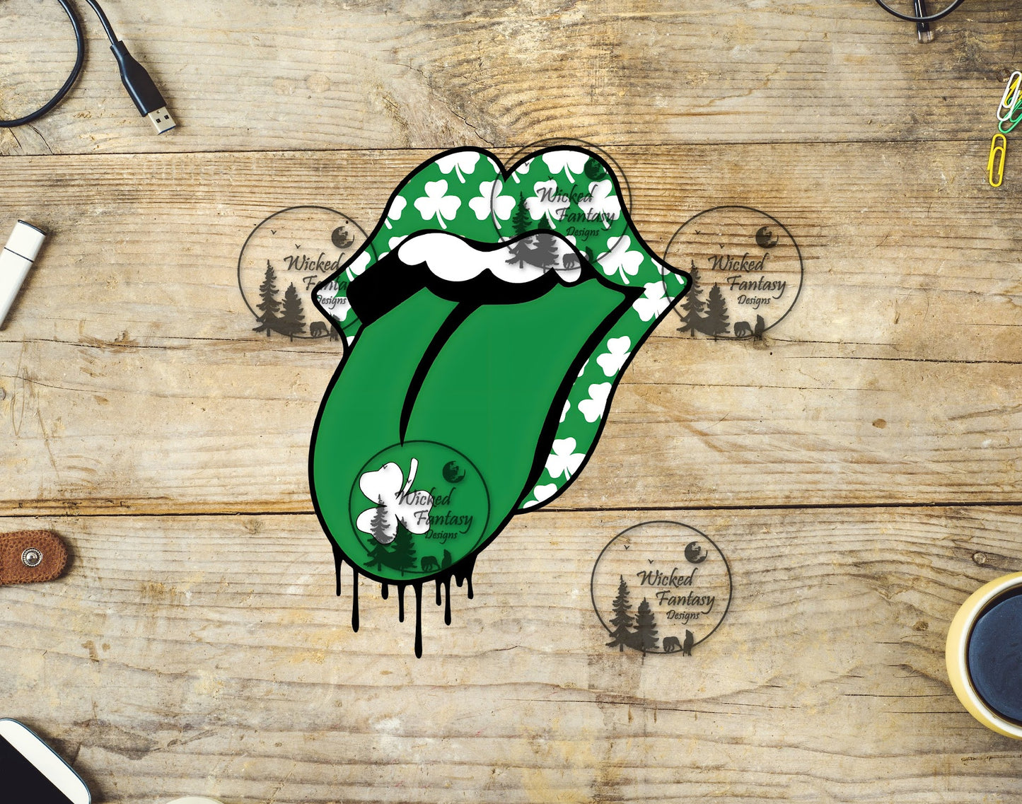 UVDTF Shamrocks Mouth and Tongue