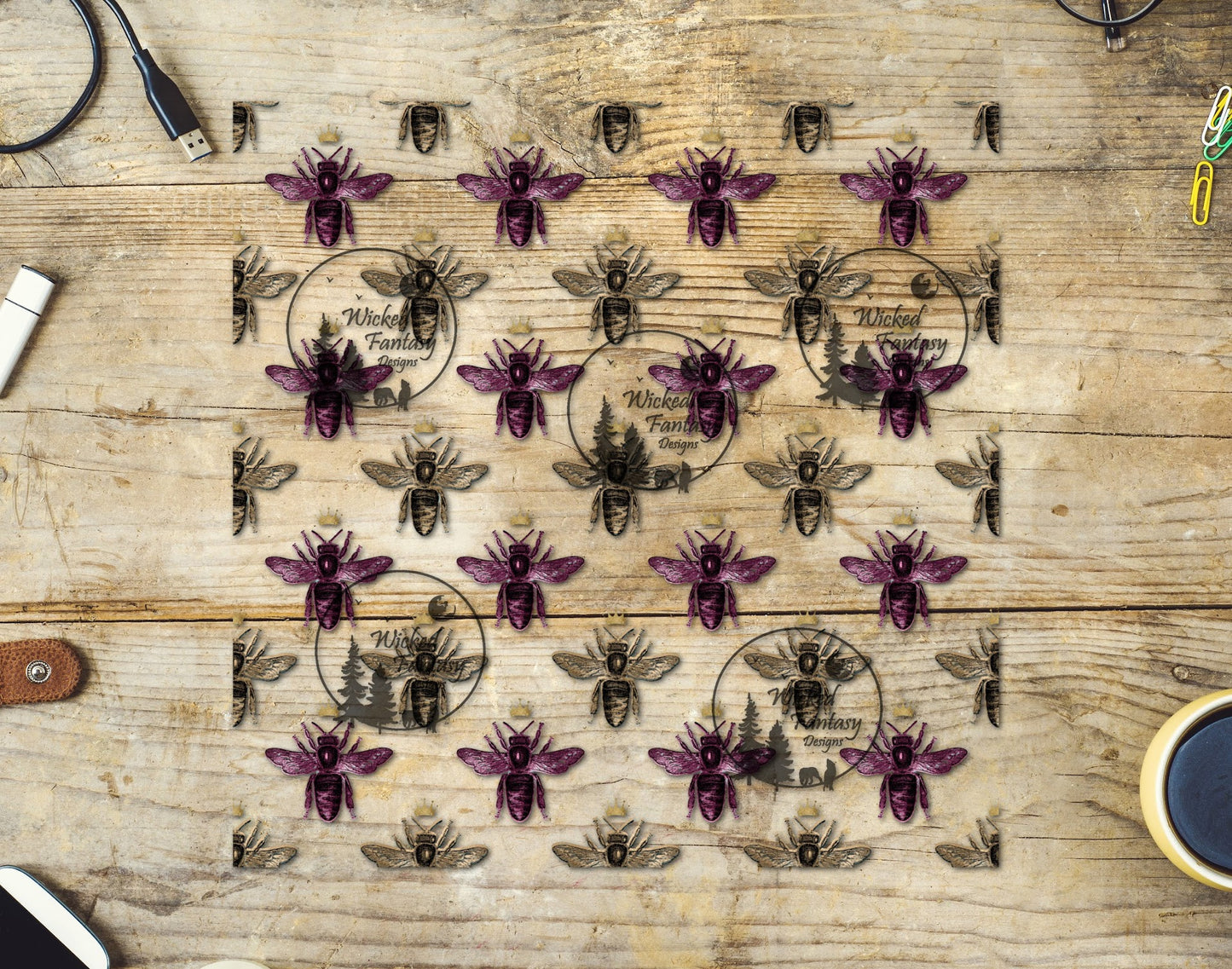 UVDTF Vintage Bees 20oz 30oz 10"x10" Element