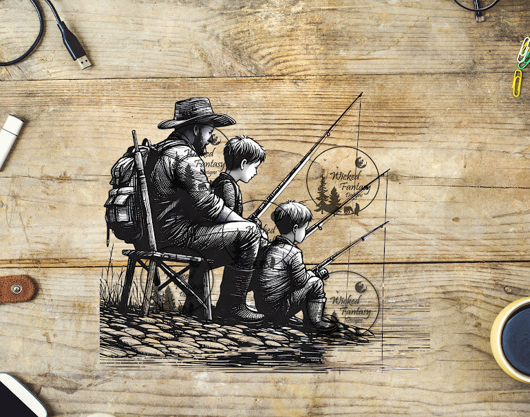 UVDTF Dad Fishing with Children