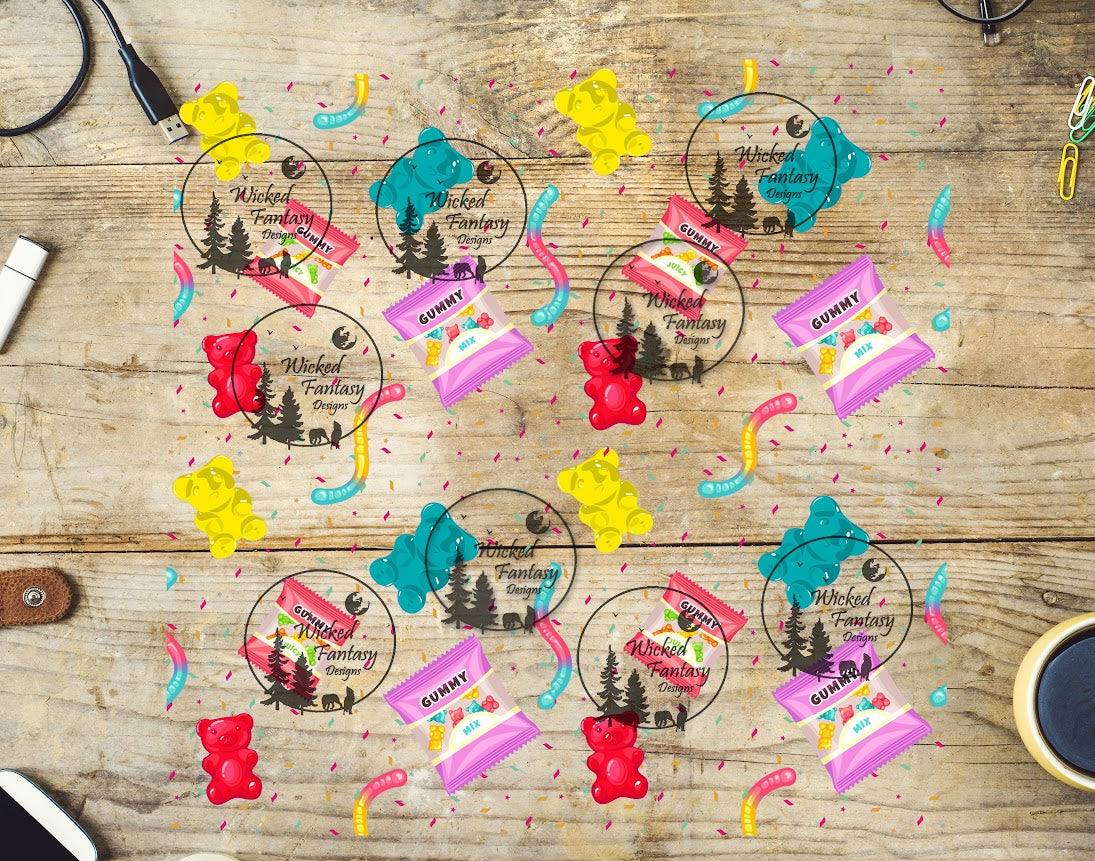 UVDTF Gummy Bears and Sweets 20oz 30oz 10"x10" Element