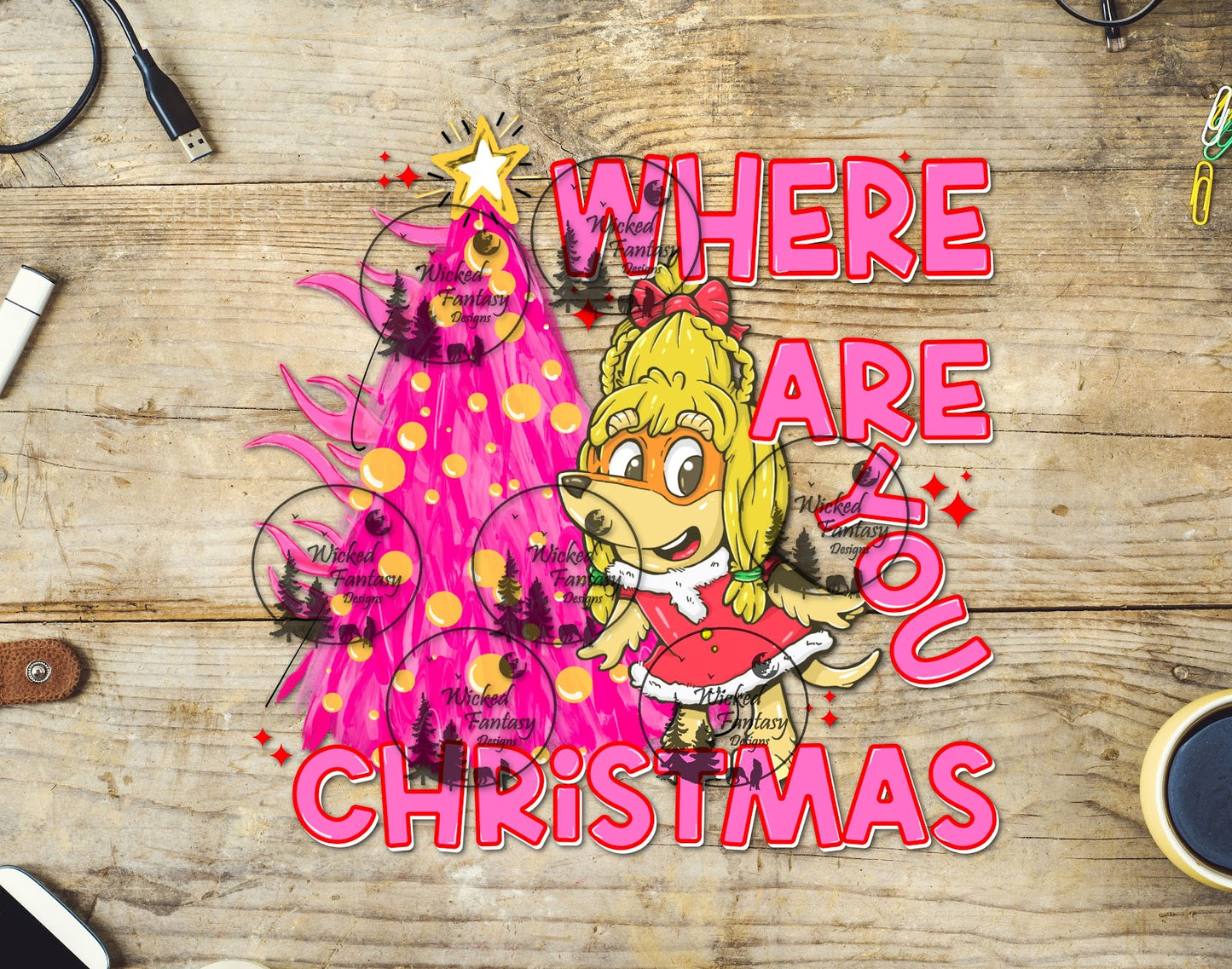 UVDTF Where are You Christmas Tree and Dog