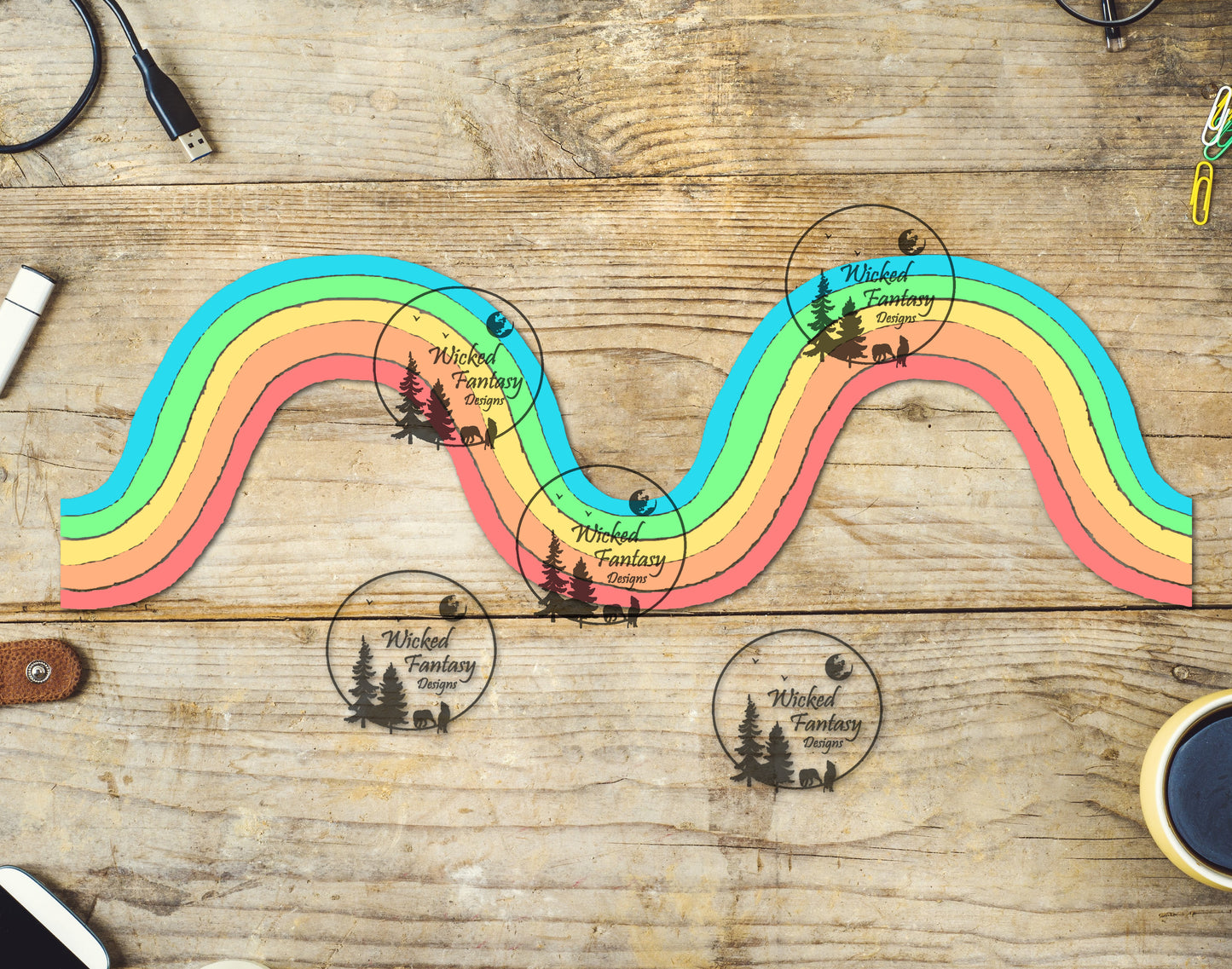 UVDTF Retro Pastel Waves Border Element 11"