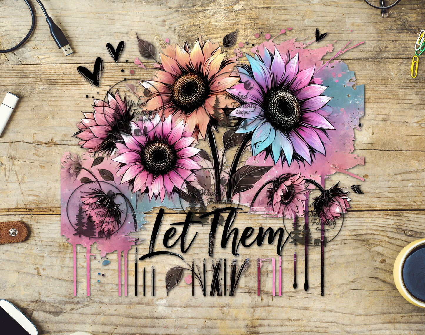 UVDTF Let Them Pastel Sunflowers Element Ink Transfer 9x"9"