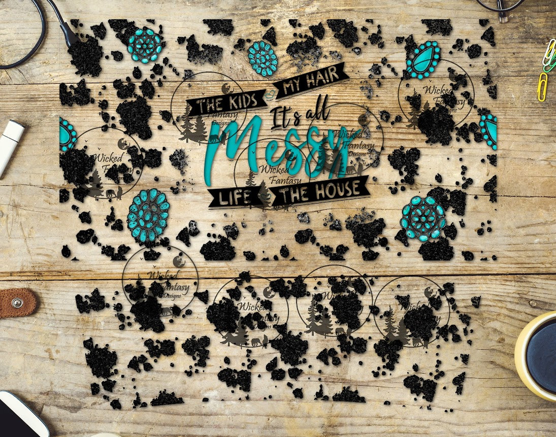 UVDTF Its All Messy Cow Print and Conchos 16oz 40oz Tumbler Wrap