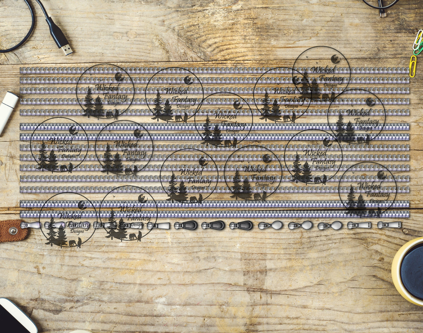 UVDTF Straight Zipper elements 6x12" Striping