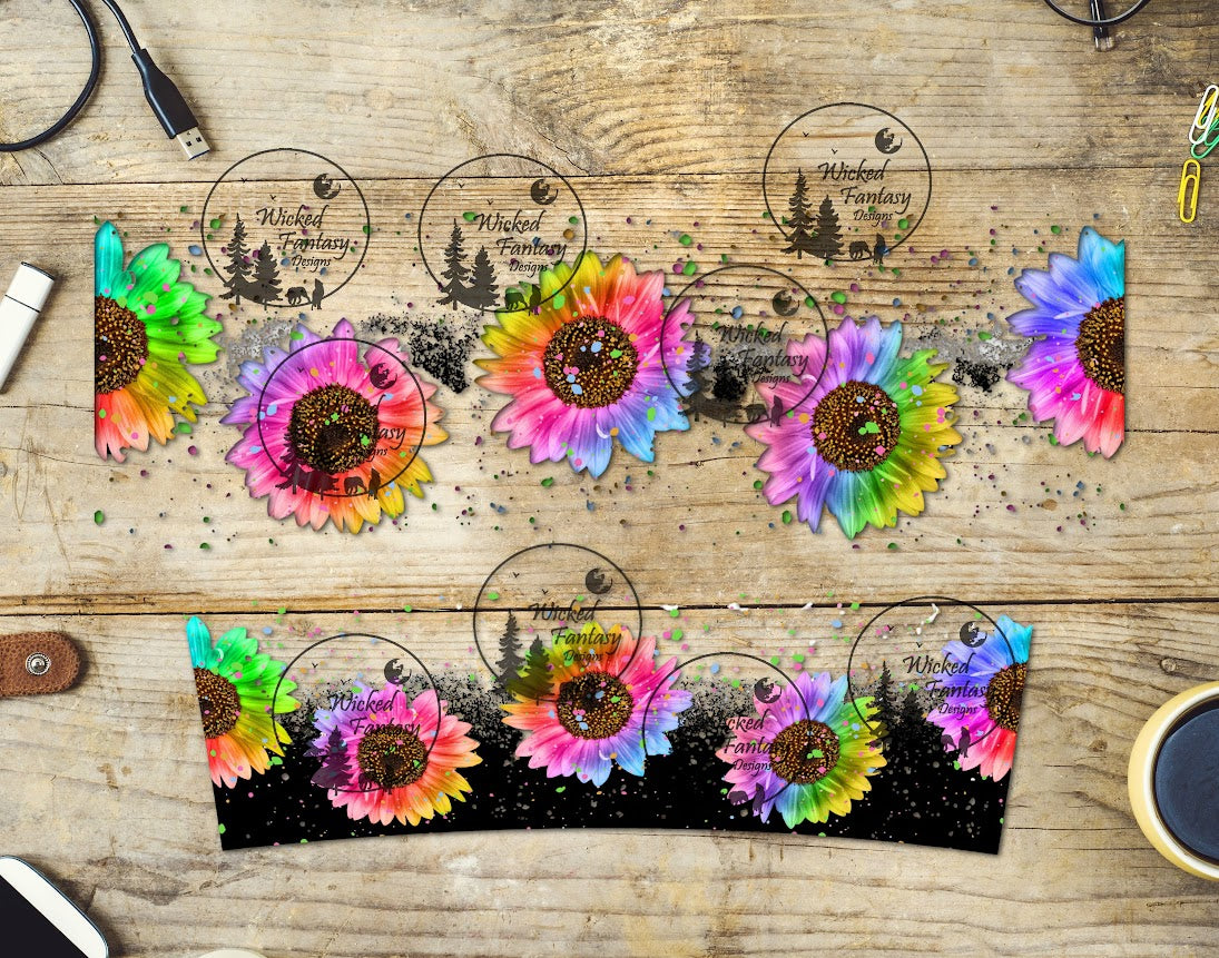 UVDTF Neon Sunflowers 16oz 40oz Tumbler Wrap