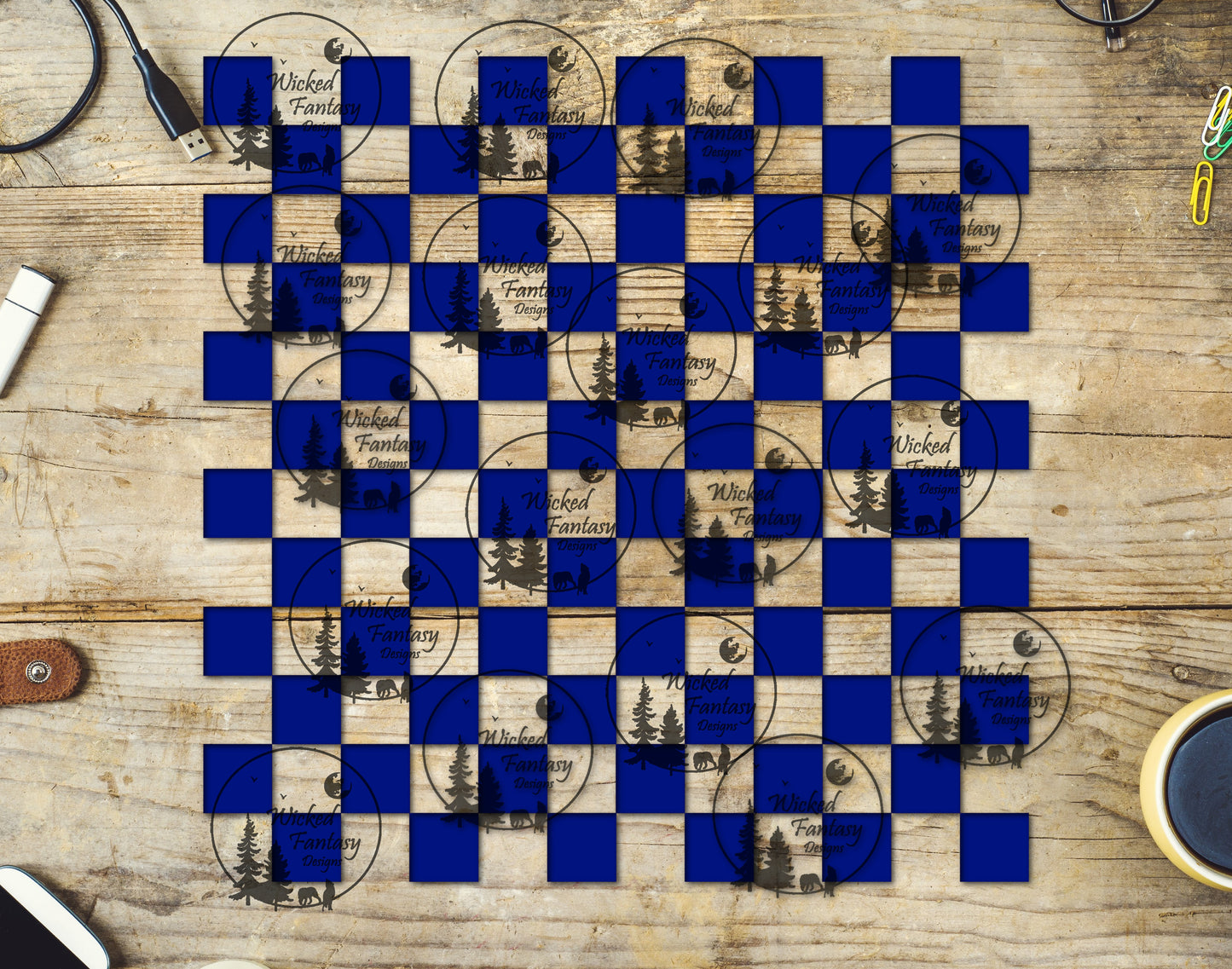 UVDTF Blue Checkered 20oz 30oz 10"x10"