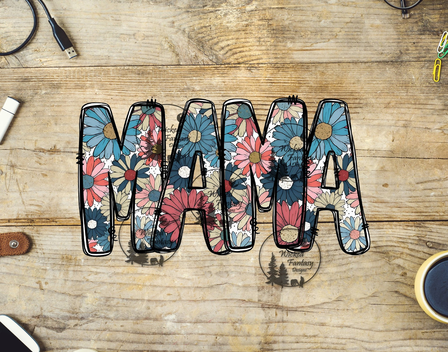 UVDTF Mama With Colorful Daisies 16oz 40oz Tumbler Wrap Element