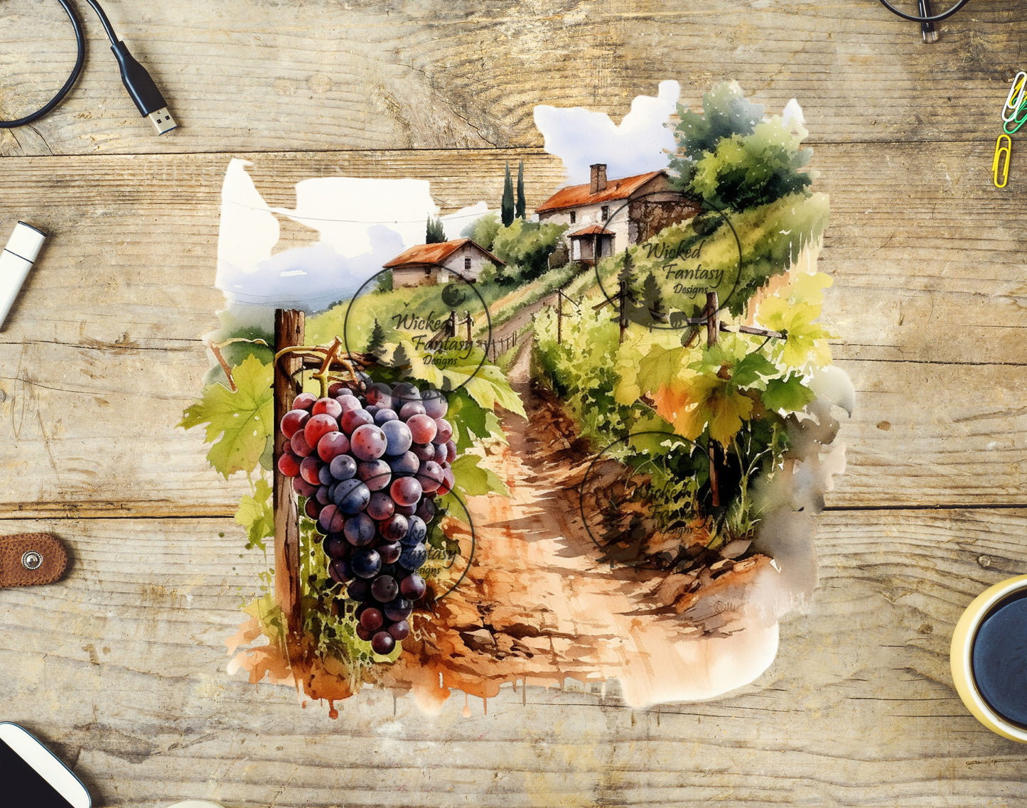 UVDTF Red Grapes Vineyard