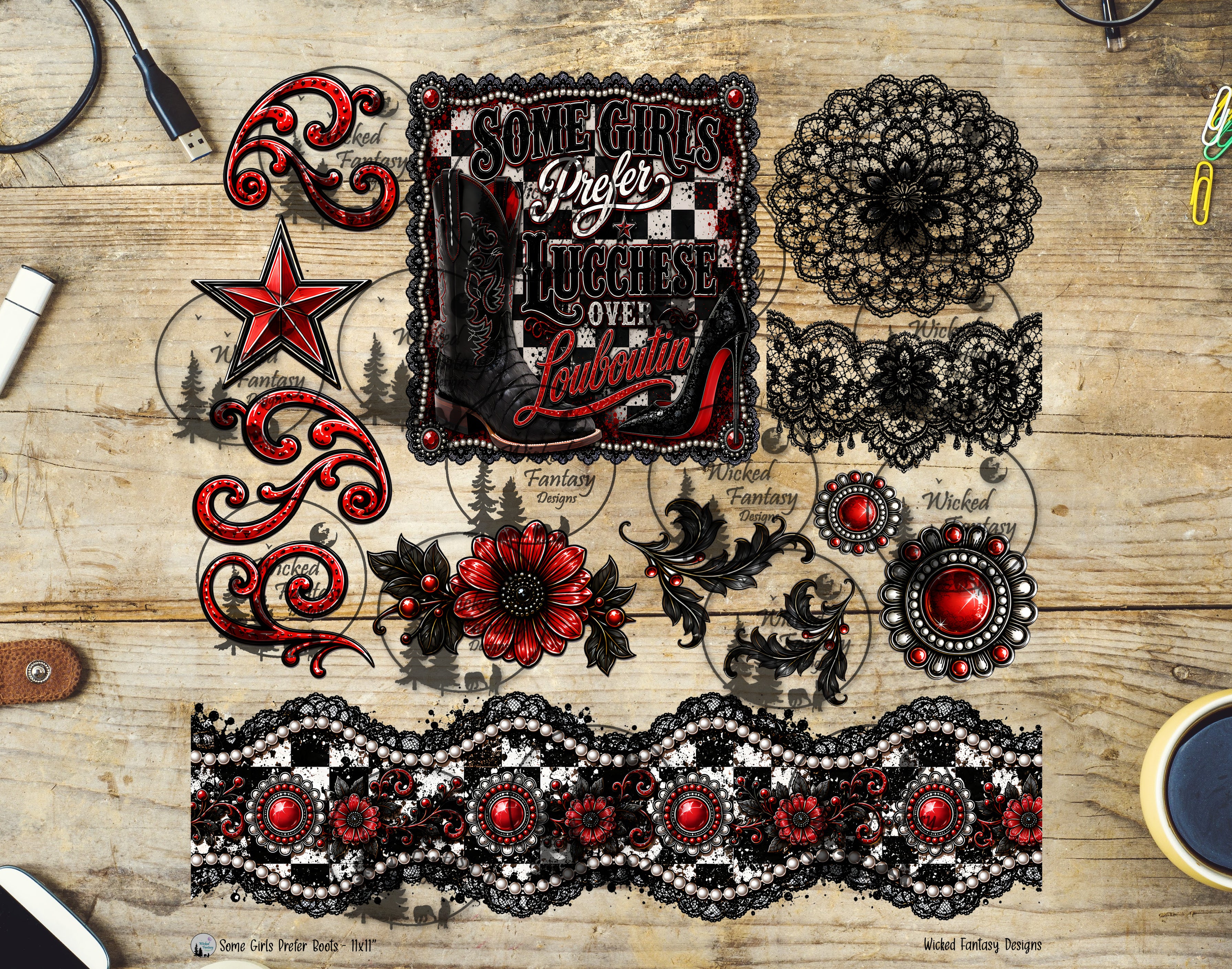 UVDTF Some Girls Prefer Boots Element Sheet – Wicked Fantasy Designs