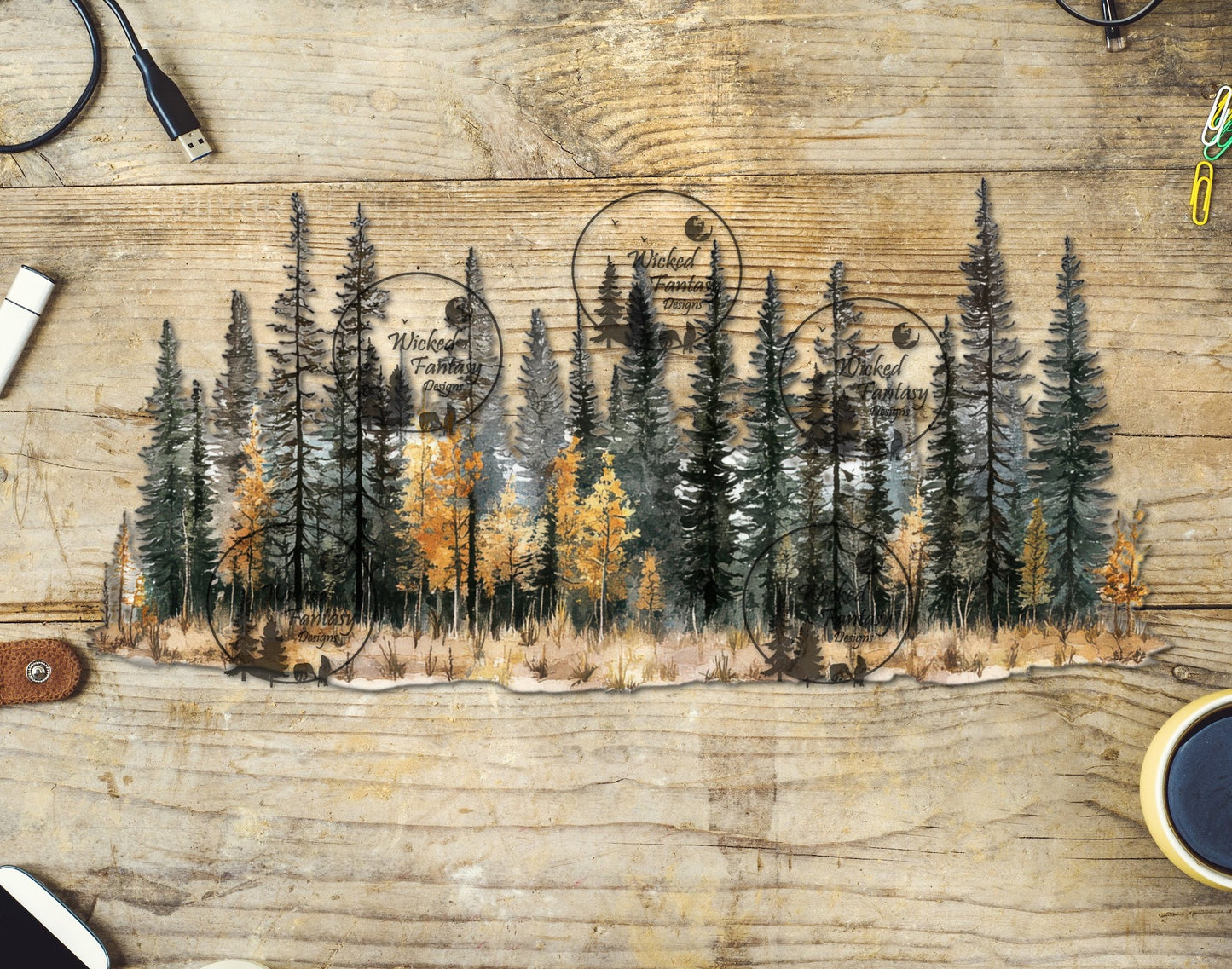 UVDTF Pacific NW Tree Line Border Element 10"