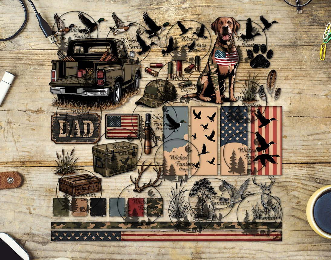 UVDTF Duck Hunting Dad 12x12" Multimedia Element Sheet