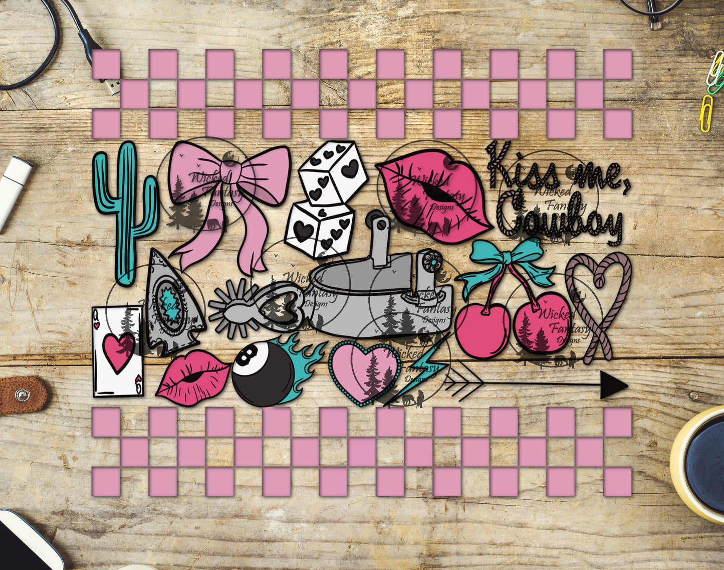 UVDTF Kiss Me Cowboy 20oz 30oz 10"x10" Element