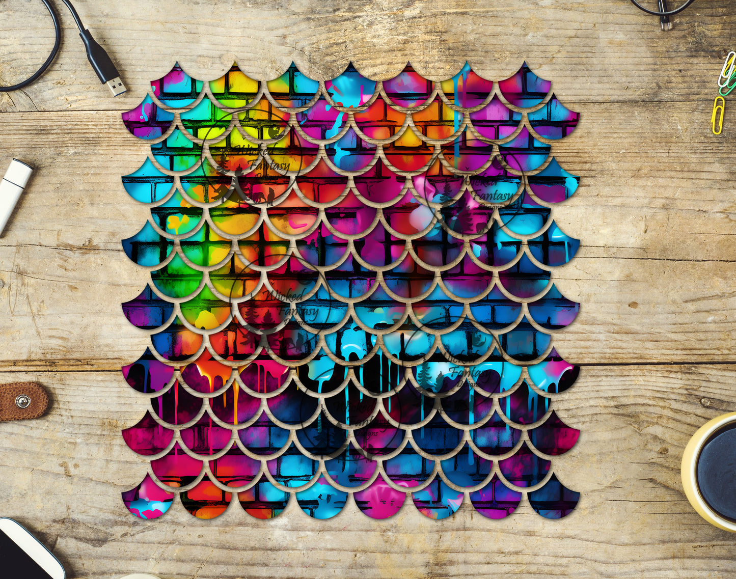 UVDTF Graffiti Wall Mermaid Scales 10"x10" Element