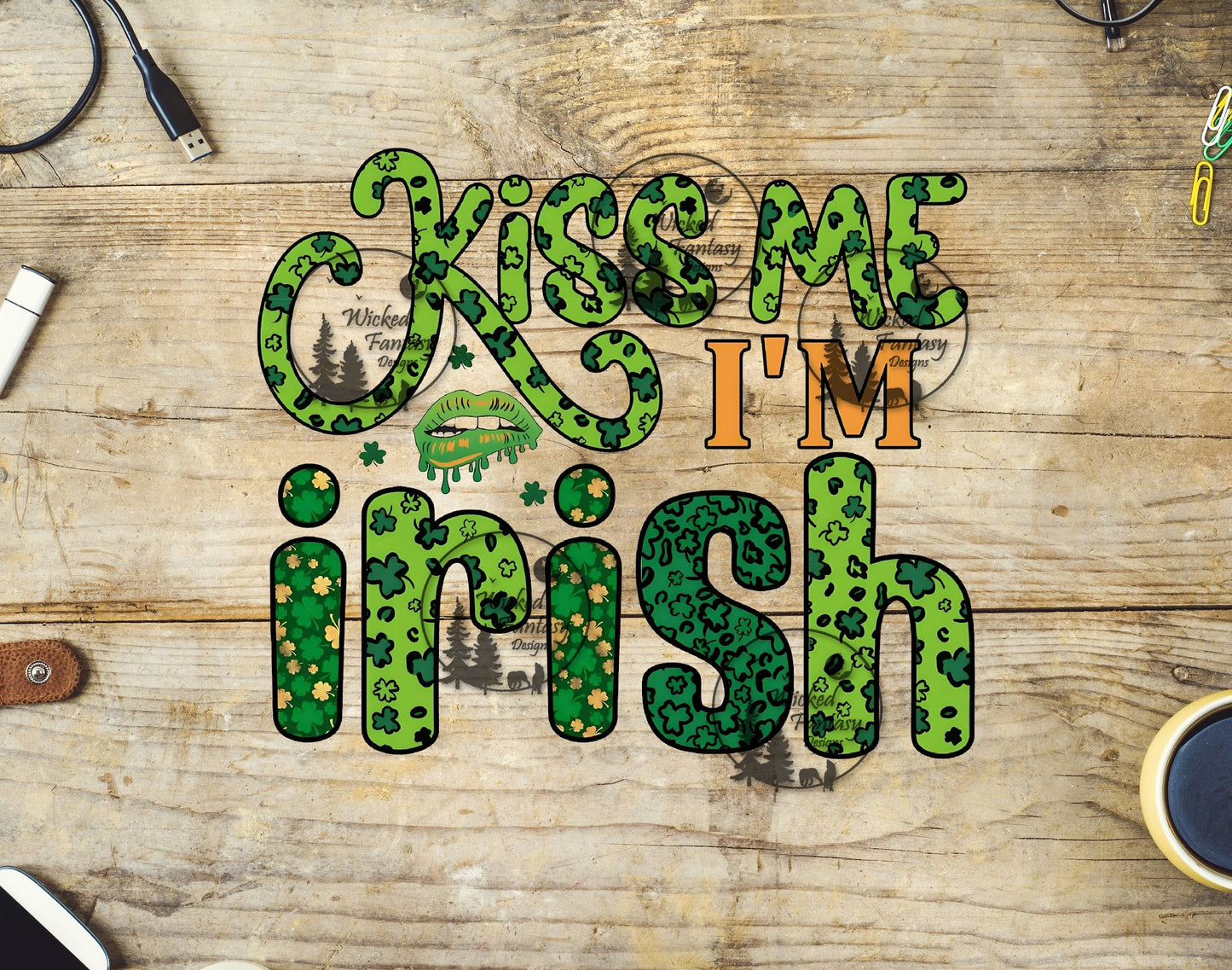 UVDTF Kiss Me I'm Irish Shamrocks
