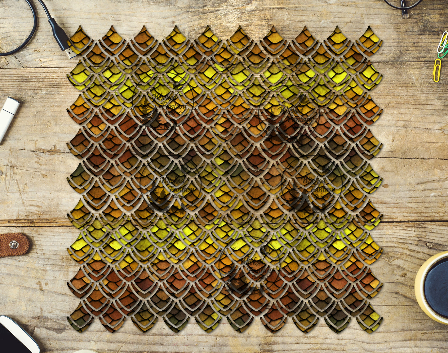 UVDTF Brown Yellow Dragon Scales 10"x10" Element