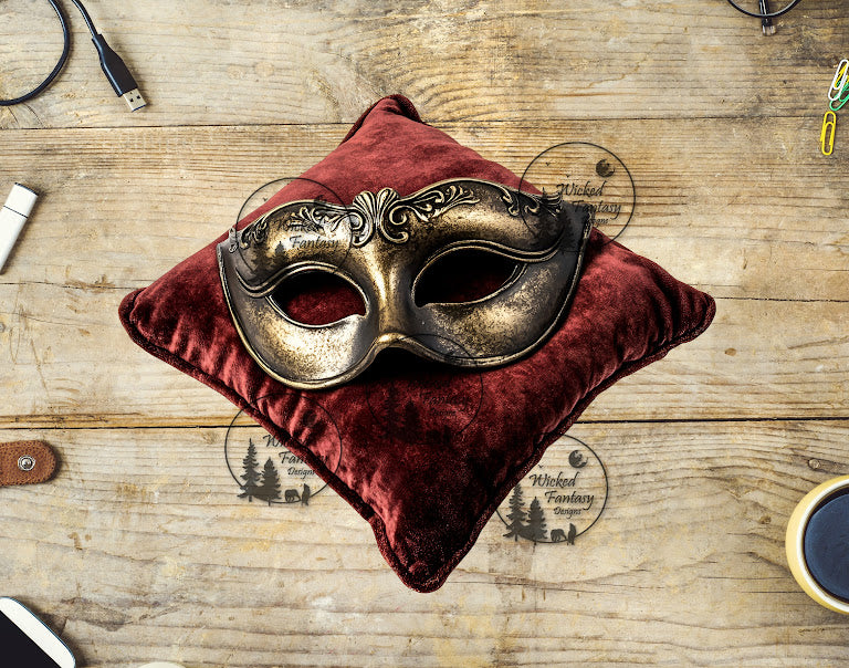 UVDTF Golden Mask on Velvet Pillow