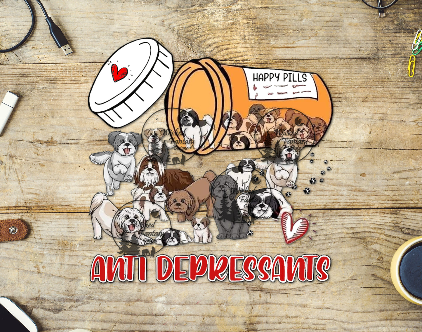 UVDTF Anti Depressants Cute Dogs Sarcastic Funny