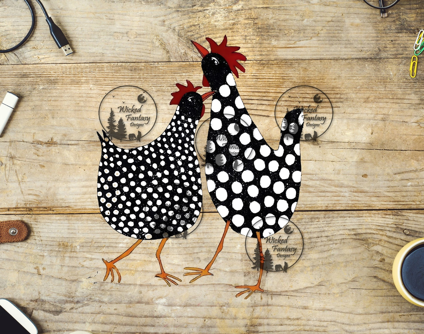 UVDTF Cute Polka Dot Chickens