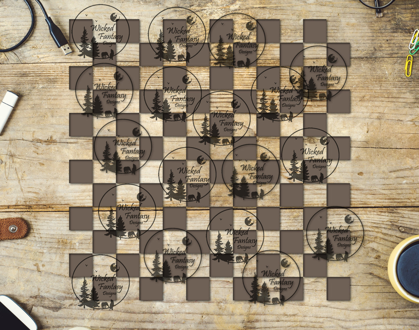 UVDTF Taupe Checkered 20oz 30oz 10"x10"
