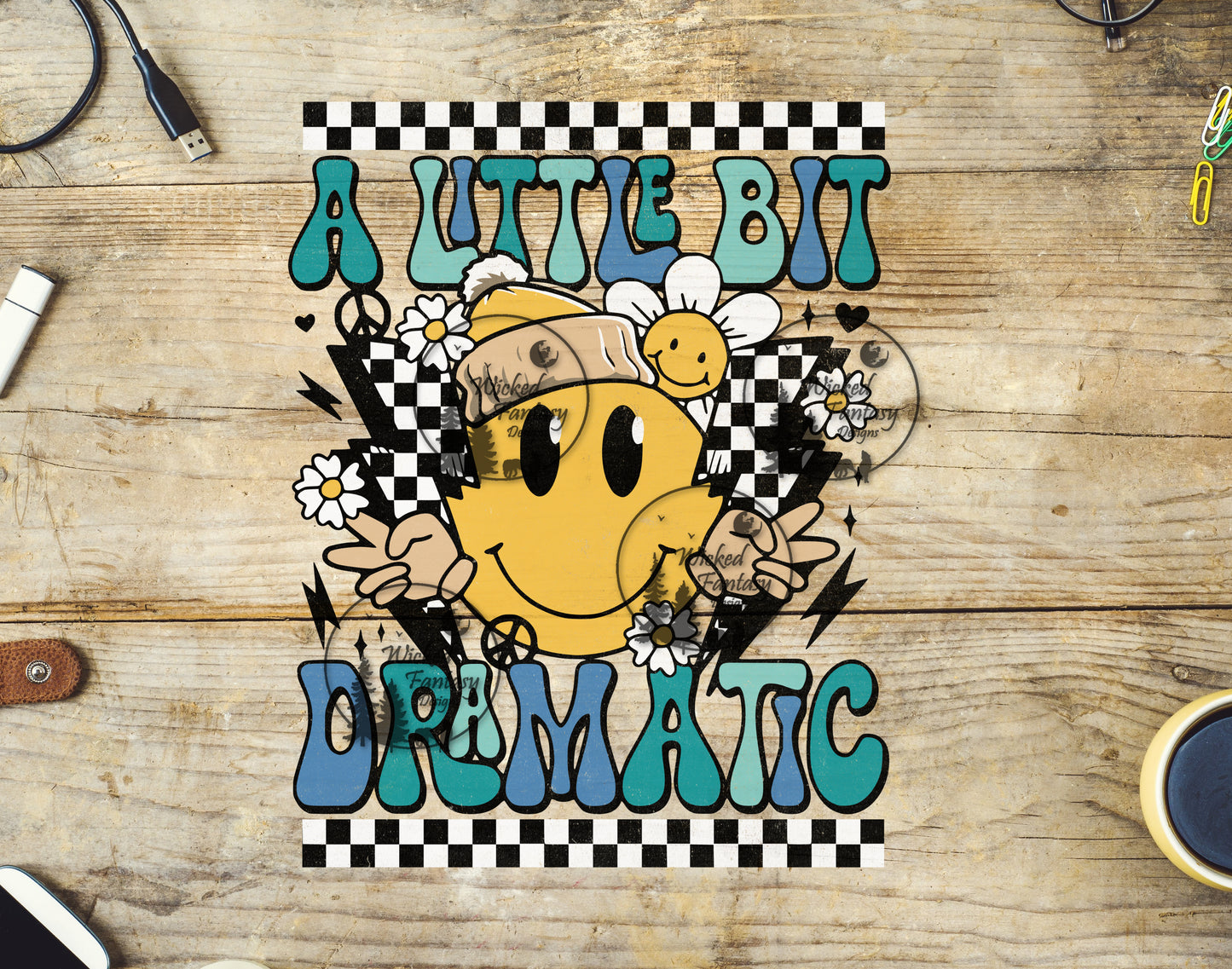 UVDTF A Little Bit Dramatic Happy Face Flowers Peace Lightning Bolts 1pc