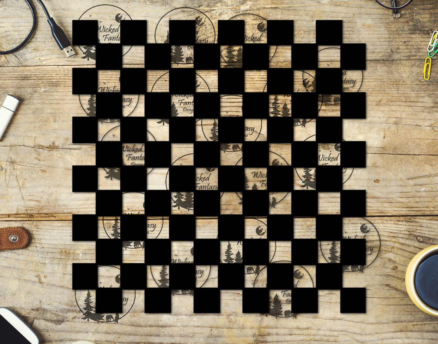 UVDTF Black Checkered 20oz 30oz 10"x10"