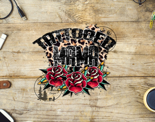UVDTF Decal Tattooed Mama Leopard Print Roses 1pc