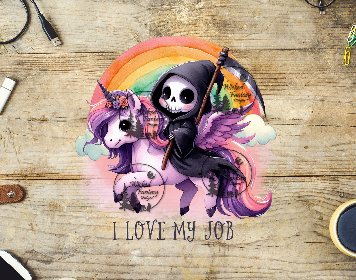UVDTF I Love My Job Unicorn Rainbow Sarcastic