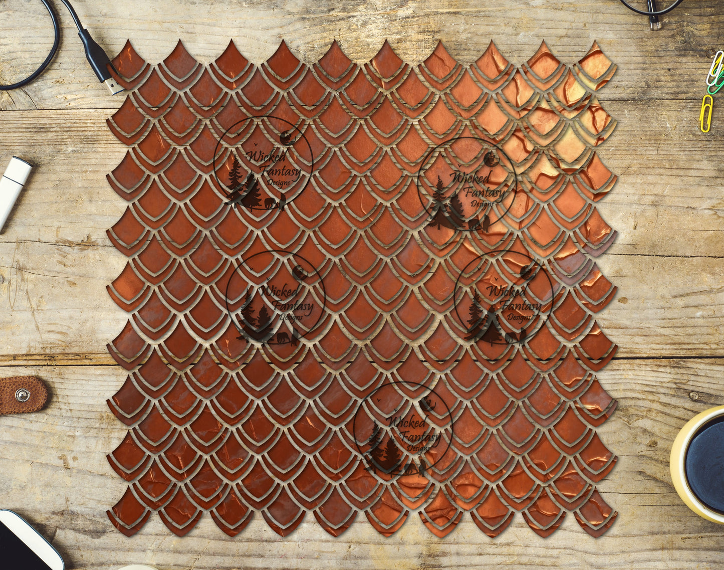 UVDTF Copper Patina Dragon Scales 10"x10" Element