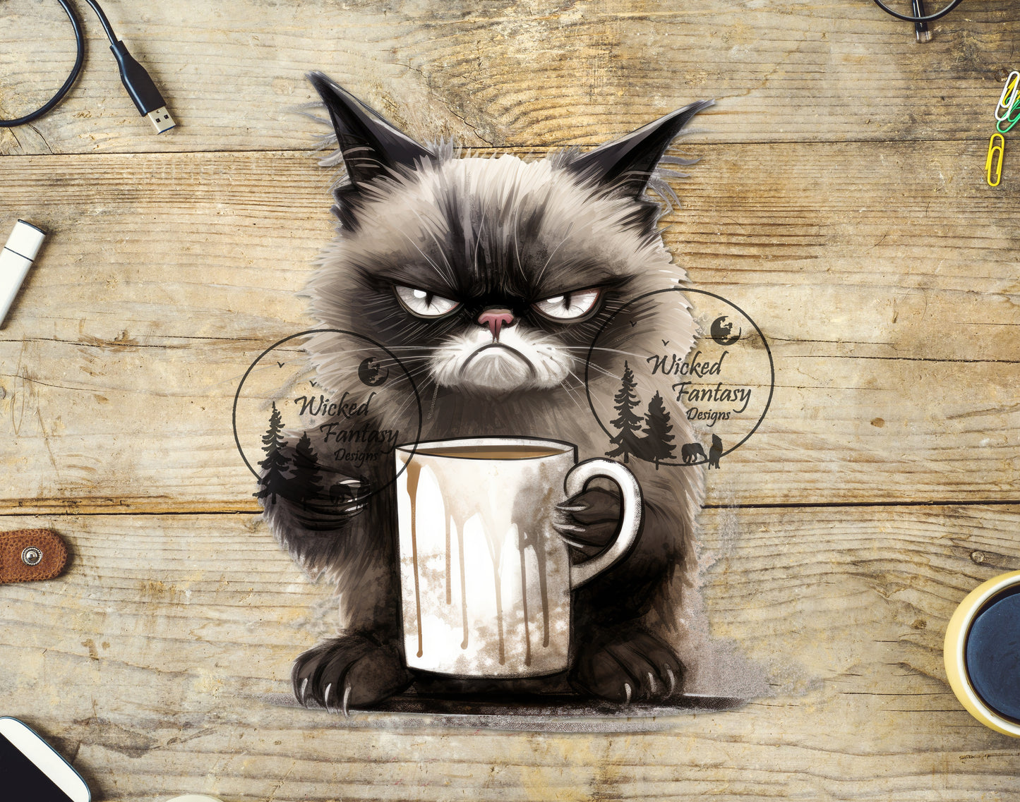 UVDTF Decal Siamese Cat Coffee Cup 1pc